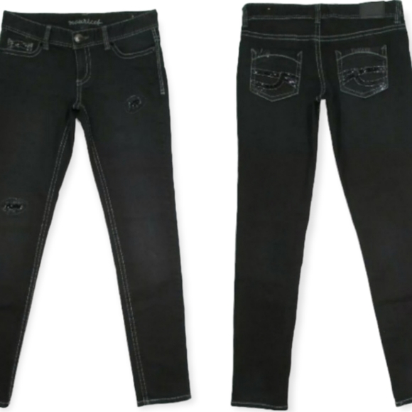 Maurices Denim - Maurices Black Embelished Skinny Jeans Distressed